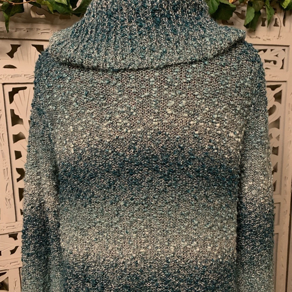 🐋HOST PICK🐋 TURQUOISE BLUE & SILVER COWL NECK SWEATER - Picture 8 of 12